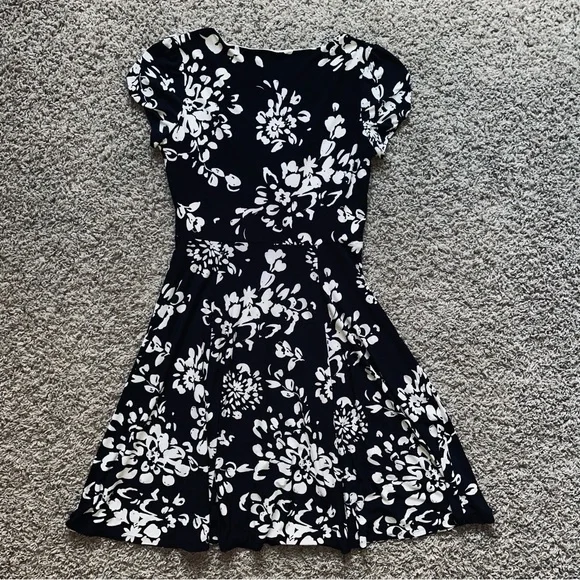 Floral Black and White Dress Mini Short Dress Neutral XL - Picture 2 of 6